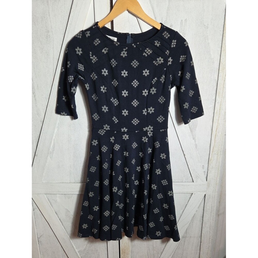 Unique Vintage Navy Blue Snowflake Dress Size S
